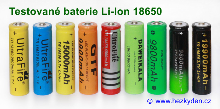 Testované baterie Li-Ion 18650